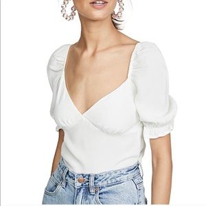 NWT Flynn Skye white puff sleeve top